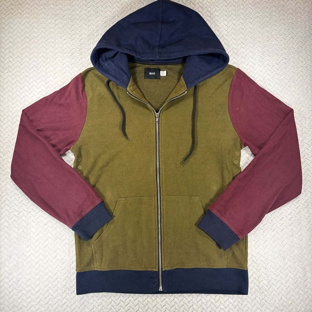 BDG Colorblock Full Zip Hoodie Size M Multicolor